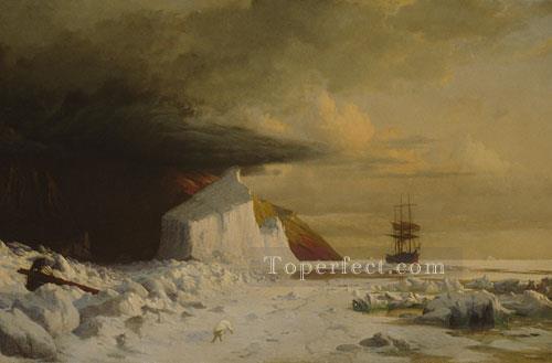 Un verano ártico que atraviesa la manada en la bahía de Melville William Bradford Pintura al óleo